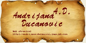 Andrijana Ducanović vizit kartica